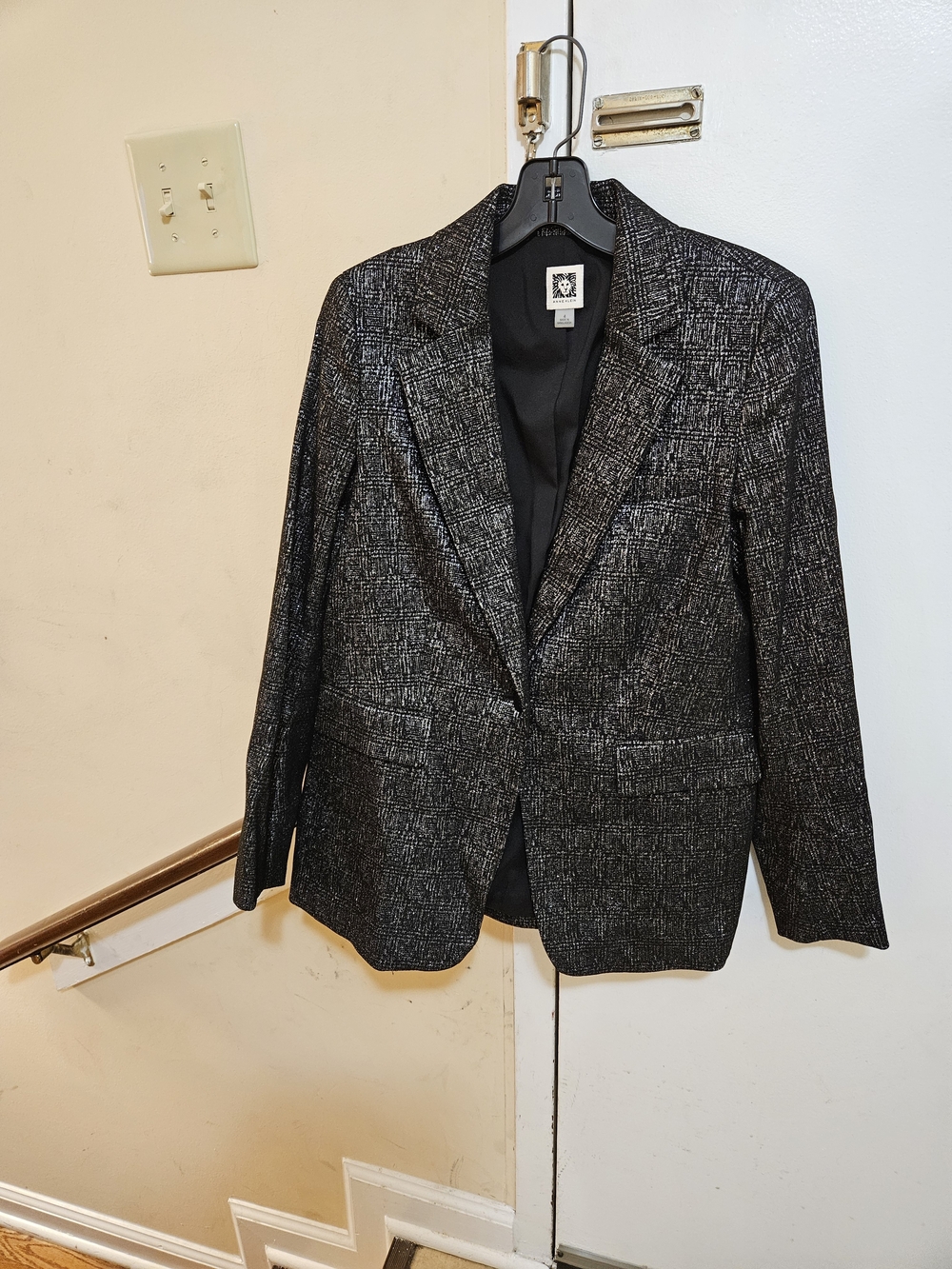 Anne Klein Black Metallic-Accent Jacket